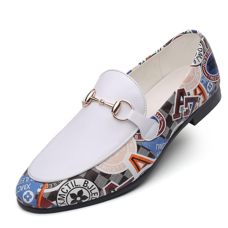 Buckle Splice White Loafer